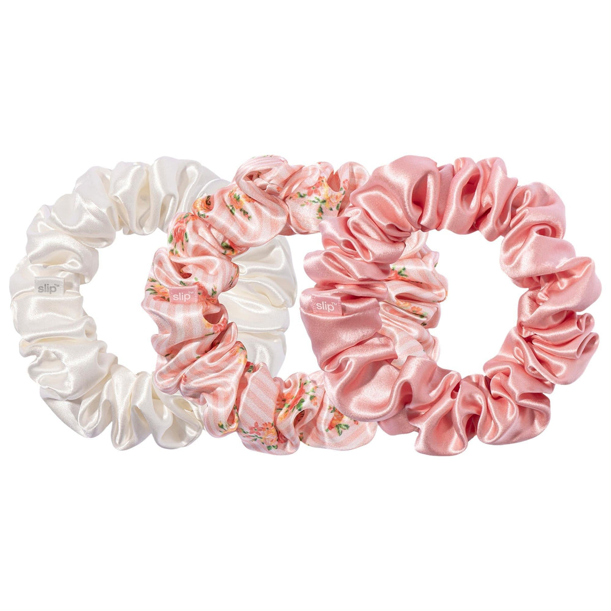 Slipsilkª Large Silk Scrunchies 3-Pack: Gentle, Anti-Breakage Hair Ties for Luxurious Crease-Free Hold by Beauty Care Bag