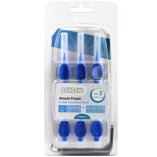 Pakdent 0.6mm Interdental Brushes for Gentle Cleaning 6-Pack by Beauty Care Bag