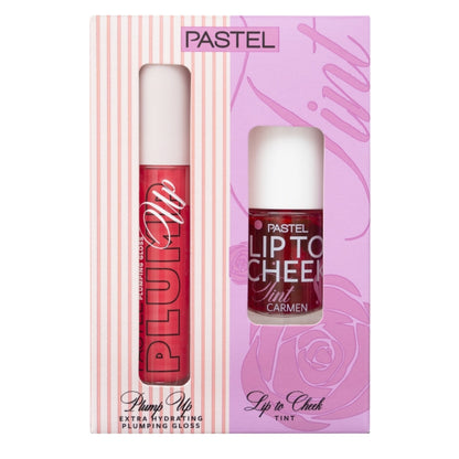 Pastel Plump Up Gloss & Lip to Cheek Tint Makeup Set by Beauty Care Bag