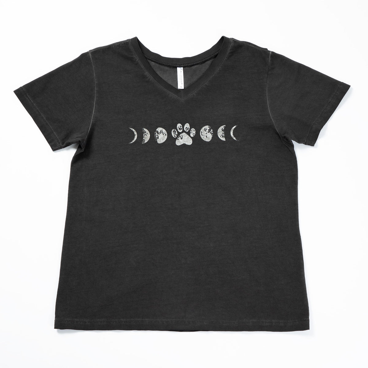 Paw Print Moon Acid Wash V-Neck TeeShort Sleeve Tees & PolosTorqelo.com