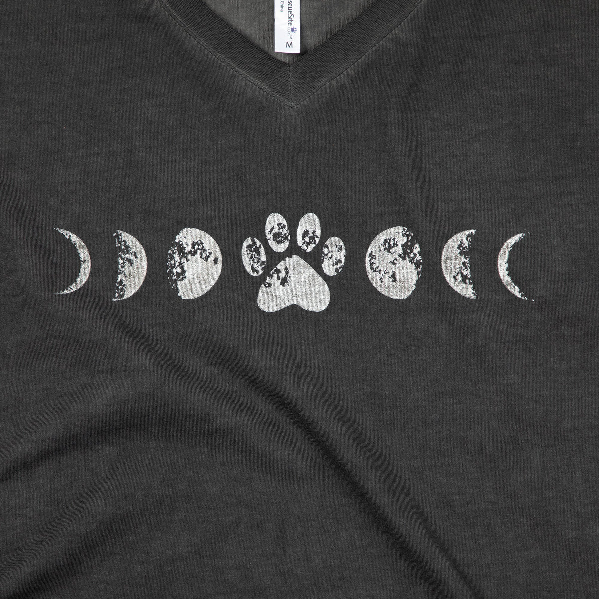 Paw Print Moon Acid Wash V-Neck TeeShort Sleeve Tees & PolosTorqelo.com