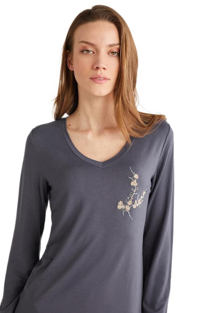 Penye Mood 9716 Women's Pajama Set in Anthracite by Beauty Care Bag