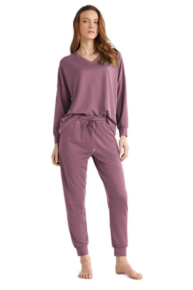 Penye Mood 9721 Women's Soft Knit Pajama Set in Pink by Beauty Care Bag