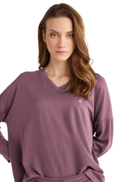 Penye Mood 9721 Women's Soft Knit Pajama Set in Pink by Beauty Care Bag