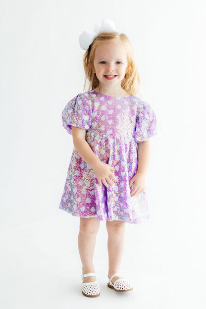Periwinkle Heart Puff Sleeve Sequin DressSequin Dress - Puff SleeveTorqelo.com