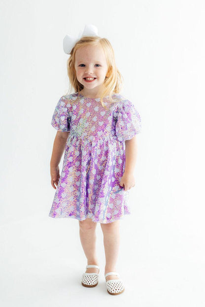 Periwinkle Heart Puff Sleeve Sequin DressSequin Dress - Puff SleeveTorqelo.com