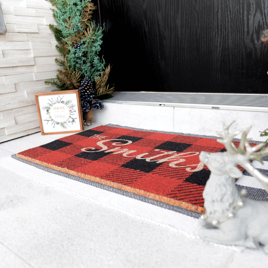 Personalized Checkered Christmas DoormatTorqelo.com