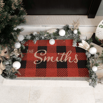 Personalized Checkered Christmas DoormatTorqelo.com