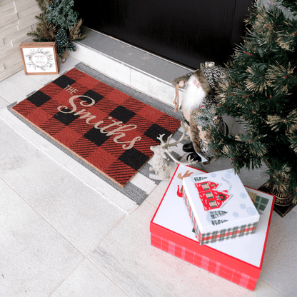 Personalized Checkered Christmas DoormatTorqelo.com