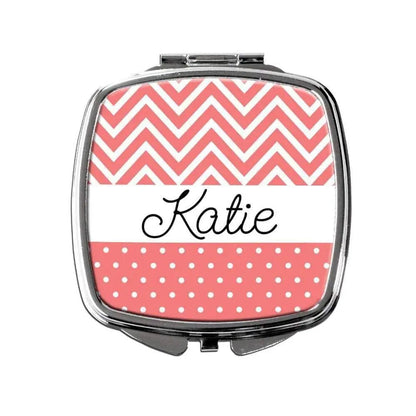 Personalized Compact Mirror - Coral Personalized Purse Mirror - Personalized Bridesmaids Gifts by Joyful Moose