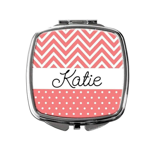 Personalized Compact Mirror - Coral Personalized Purse Mirror - Personalized Bridesmaids Gifts by Joyful Moose