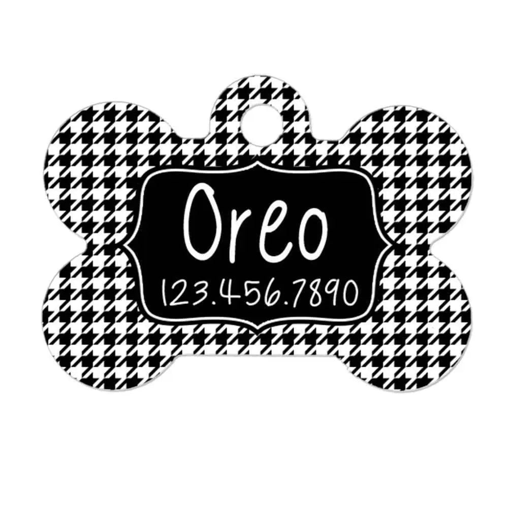 Houndstooth Pattern Pet Name Tag by Joyful Moose