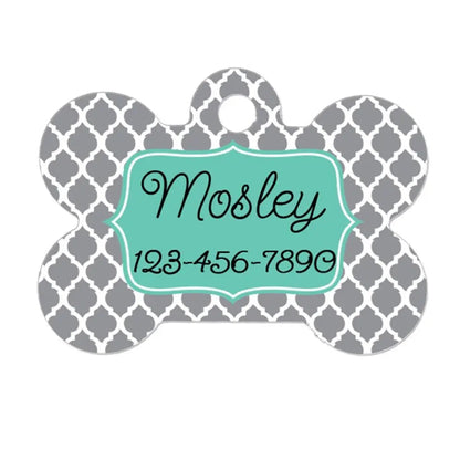 Personalized Dog Tag - Dog ID Tag - Personalized Bone Dog Tag - Pet Gift - Custom Pet ID Tag - Gray Mint by Joyful Moose