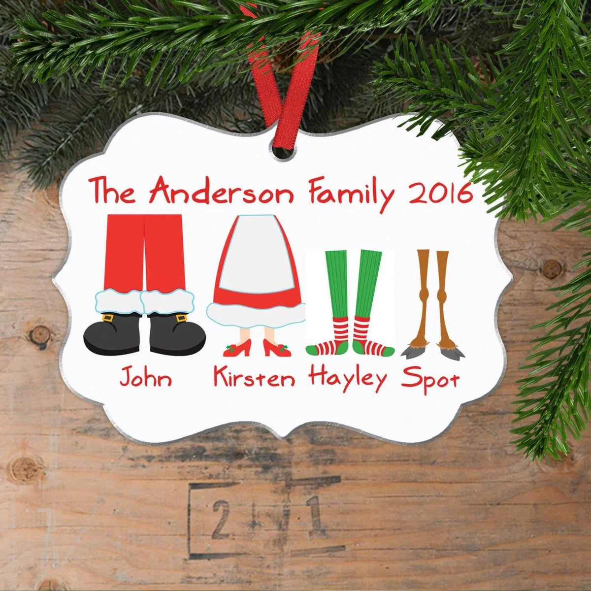 Personalized Family Christmas Ornament - Family Christmas Gift Ideas Black Friday - Elf Feet Customized Christmas Oval Ornament by Joyful Moose