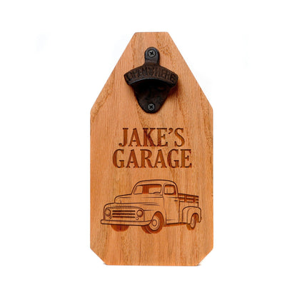 Personalized Garage Sign - Rustic Wood Truck Decor with Bottle Opener, Custom GiftTorqelo.com