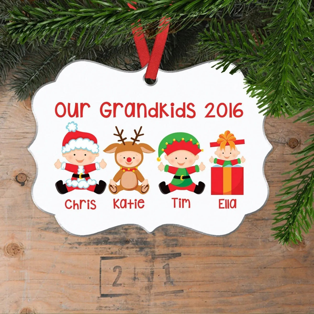 Personalized Grandkids Christmas Ornament - Custom Christmas Ornament for Grandparents by Joyful Moose