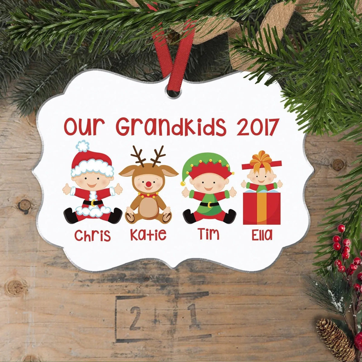 Personalized Grandkids Christmas Ornament - Custom Christmas Ornament for Grandparents by Joyful Moose