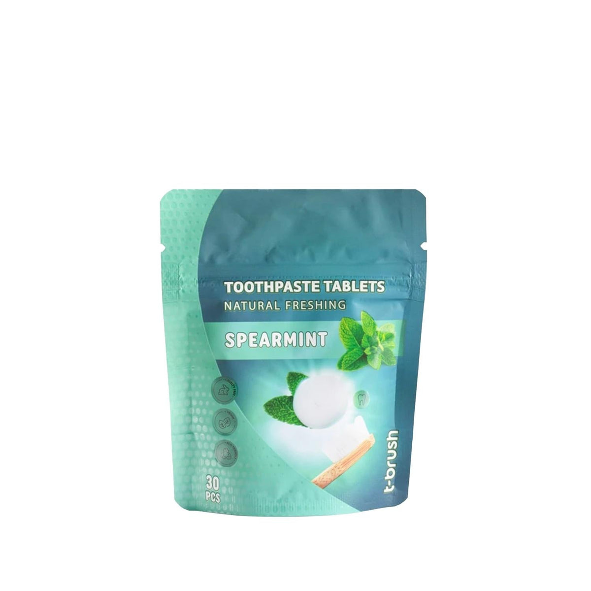 T-Brush Mint Flavor Toothpaste Tablets - Eco-Friendly Oral Care with Fluoride - 30 Count by Beauty Care Bag