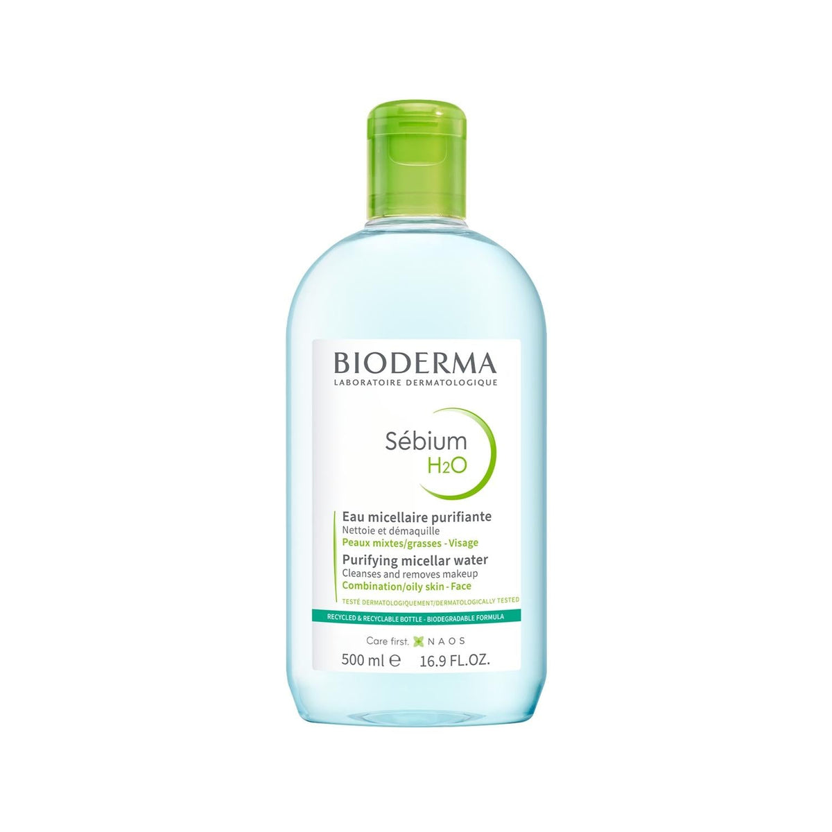 Bioderma Sebium H2O Micellar Water 500ml - Gentle Deep Cleansing for Oily Skin by Beauty Care Bag