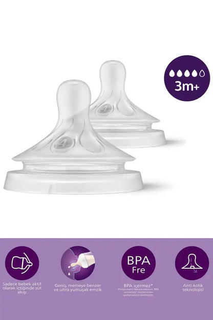 Philips Avent Natural Response Teat Flow 4 3M+ 2-Pack by Beauty Care Bag