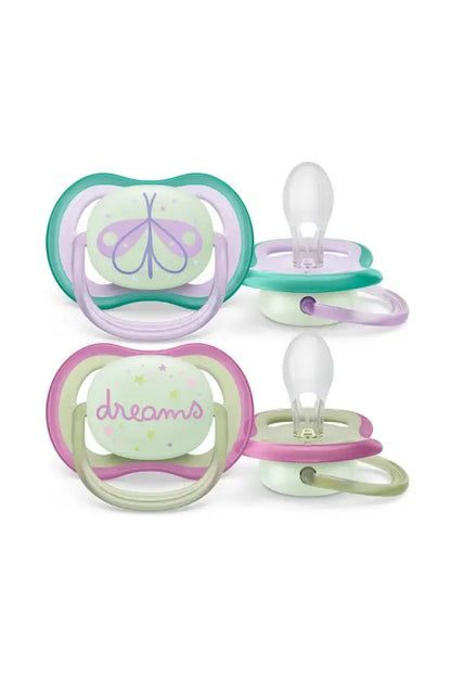 Philips Avent Ultra Air Nighttime Pacifier 0-6M 2-Pack by Beauty Care Bag