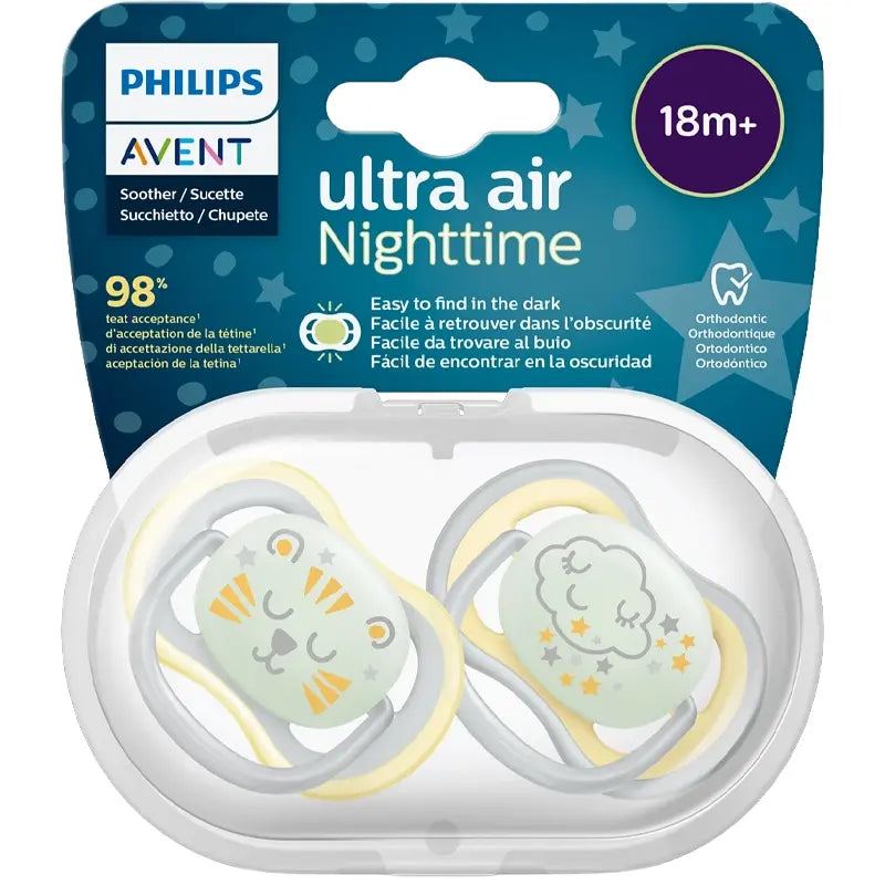 Philips Avent Ultra Air Nighttime Pacifier 18M+ 2 Pack by Beauty Care Bag