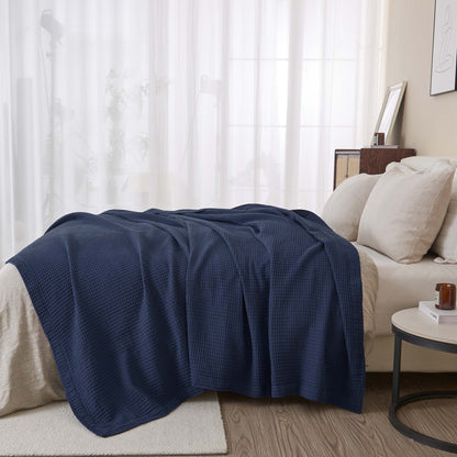 100% Cotton Waffle Weave Blanket - Mikala Collection by Great Bay Home