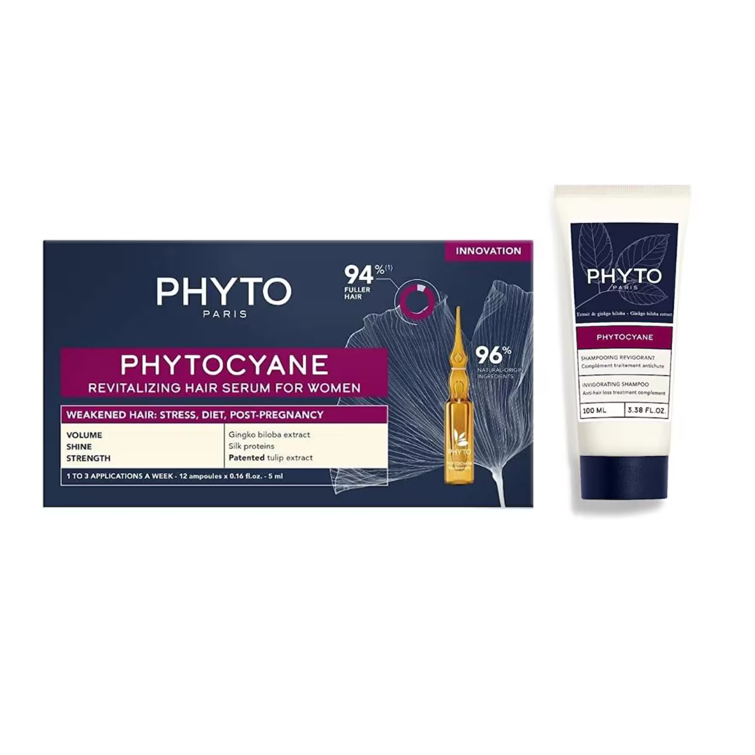 Phyto Phytocyane Women's Hair Thinning Serum and Shampoo Set by Beauty Care Bag