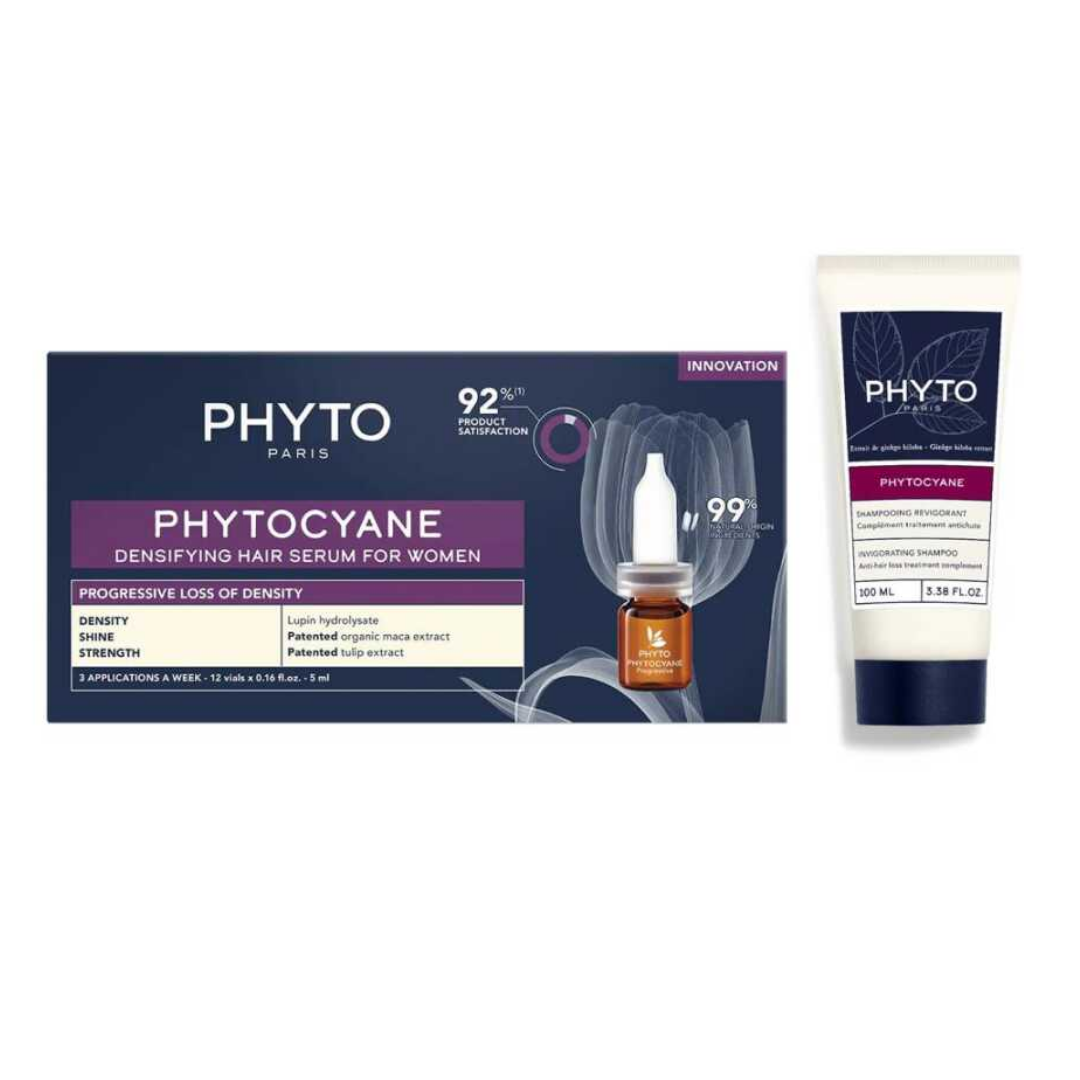 Phyto Phytocyane Women's Anti-Hair Loss Serum and Shampoo Set by Beauty Care Bag