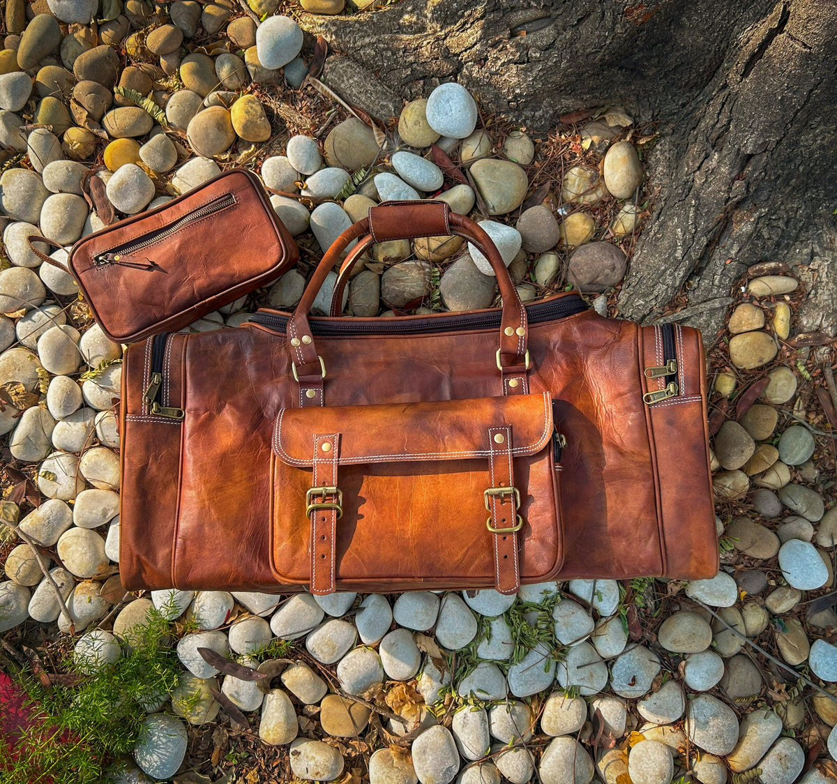 Walker Leather Weekender Bag + Free Toiletry by Classy Leather Bags