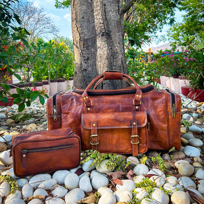Walker Leather Weekender Bag + Free Toiletry by Classy Leather Bags