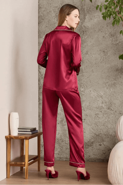 Pierre Cardin 1200 Women's Burgundy Pajama Set by Beauty Care Bag