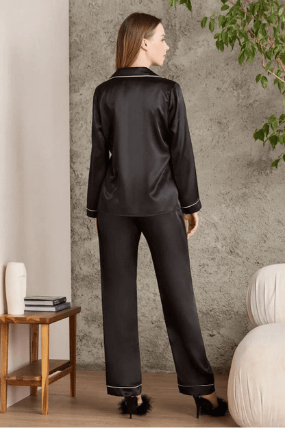 Pierre Cardin 1200 Women's Comfy Cotton Pajama Set Black by Beauty Care Bag