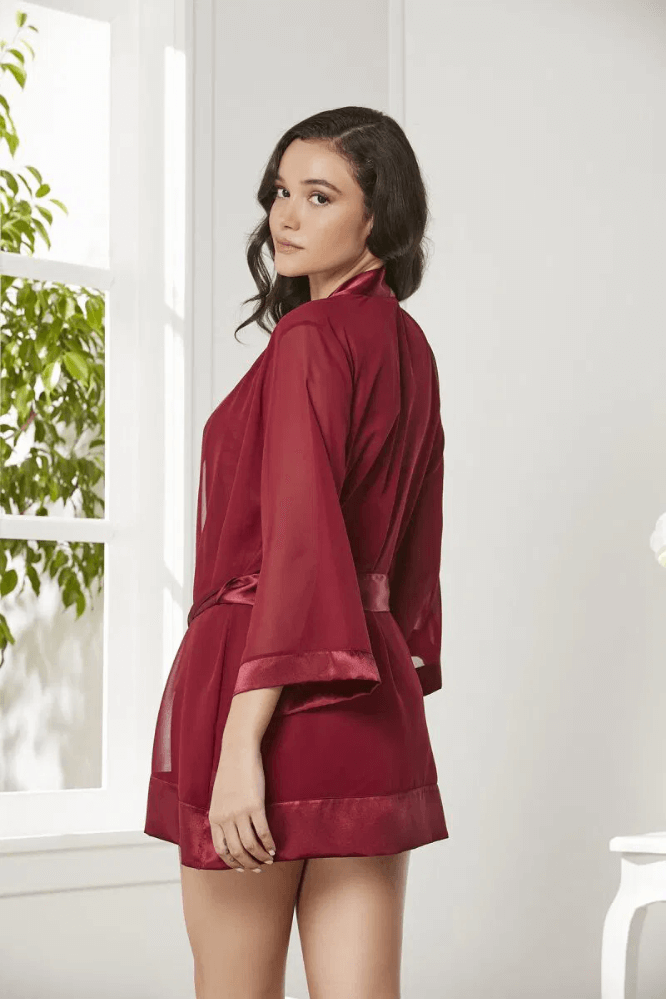 Pierre Cardin Women's 3-Piece Pajama Shorts Set in Burgundy by Beauty Care Bag