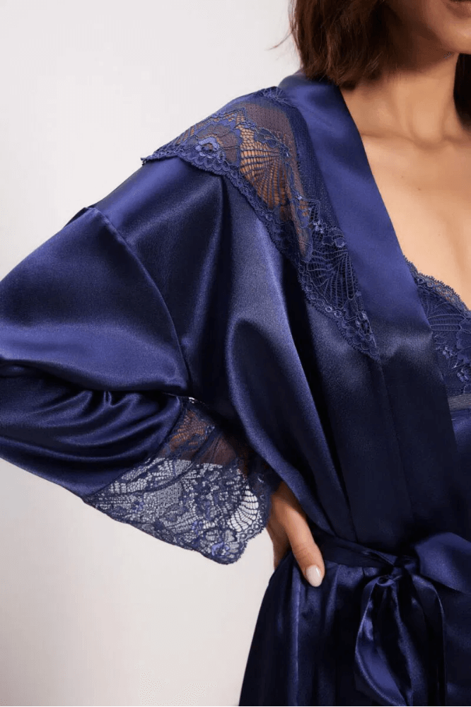 Pierre Cardin 4510 Nightgown & Robe Set Navy Blue by Beauty Care Bag