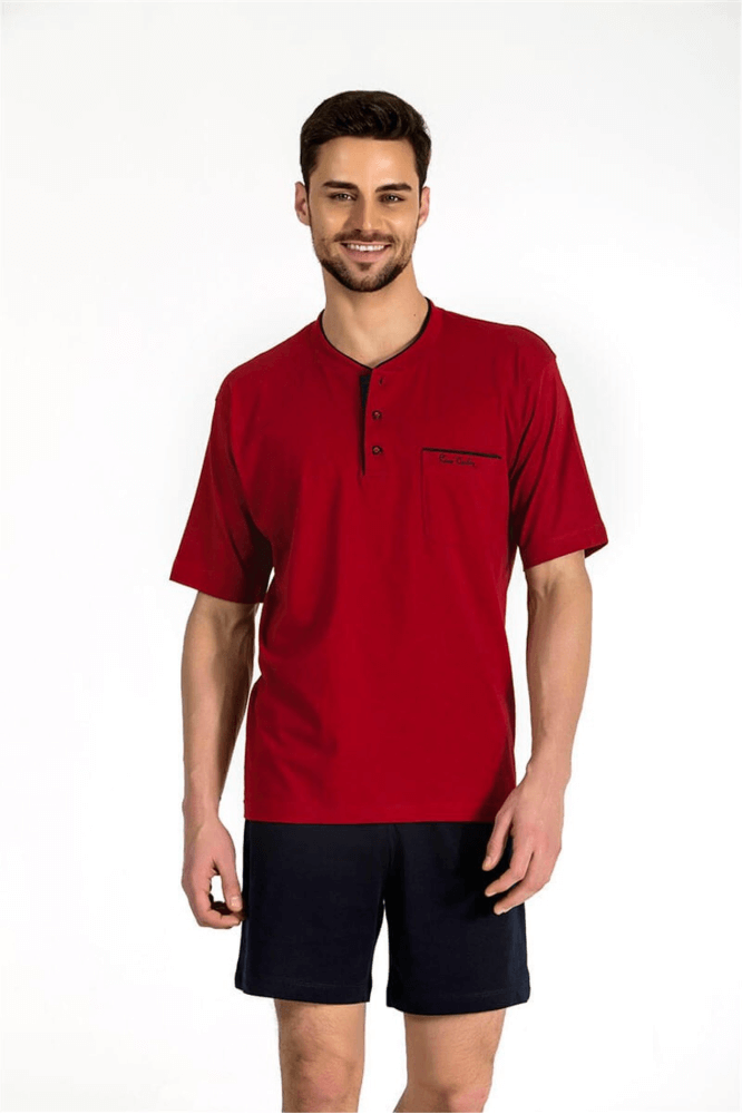 Pierre Cardin 5370 Combed Cotton 3-Piece Pajama Set Burgundy by Beauty Care Bag