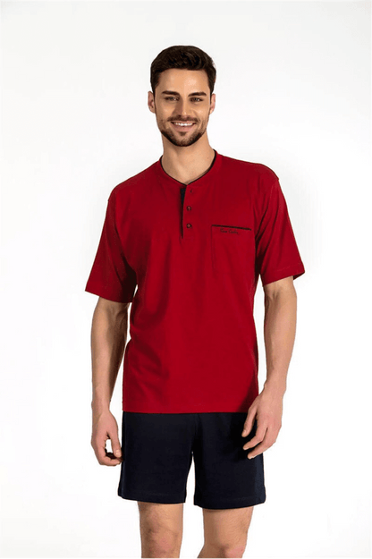 Pierre Cardin 5370 Combed Cotton 3-Piece Pajama Set Burgundy by Beauty Care Bag