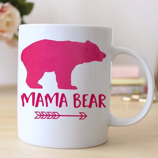 Pink Coffee Mug Watercolor Mama Bear Mug - Gift for New Mom by Joyful Moose