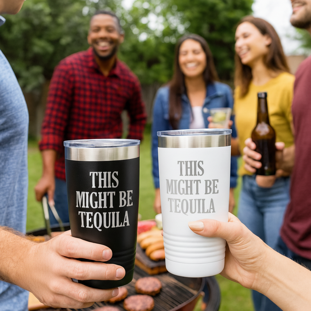 Vacuum Insulated Tumbler - Stainless Steel Travel Drink Mug With Laser Engraved Design by Joyful Moose
