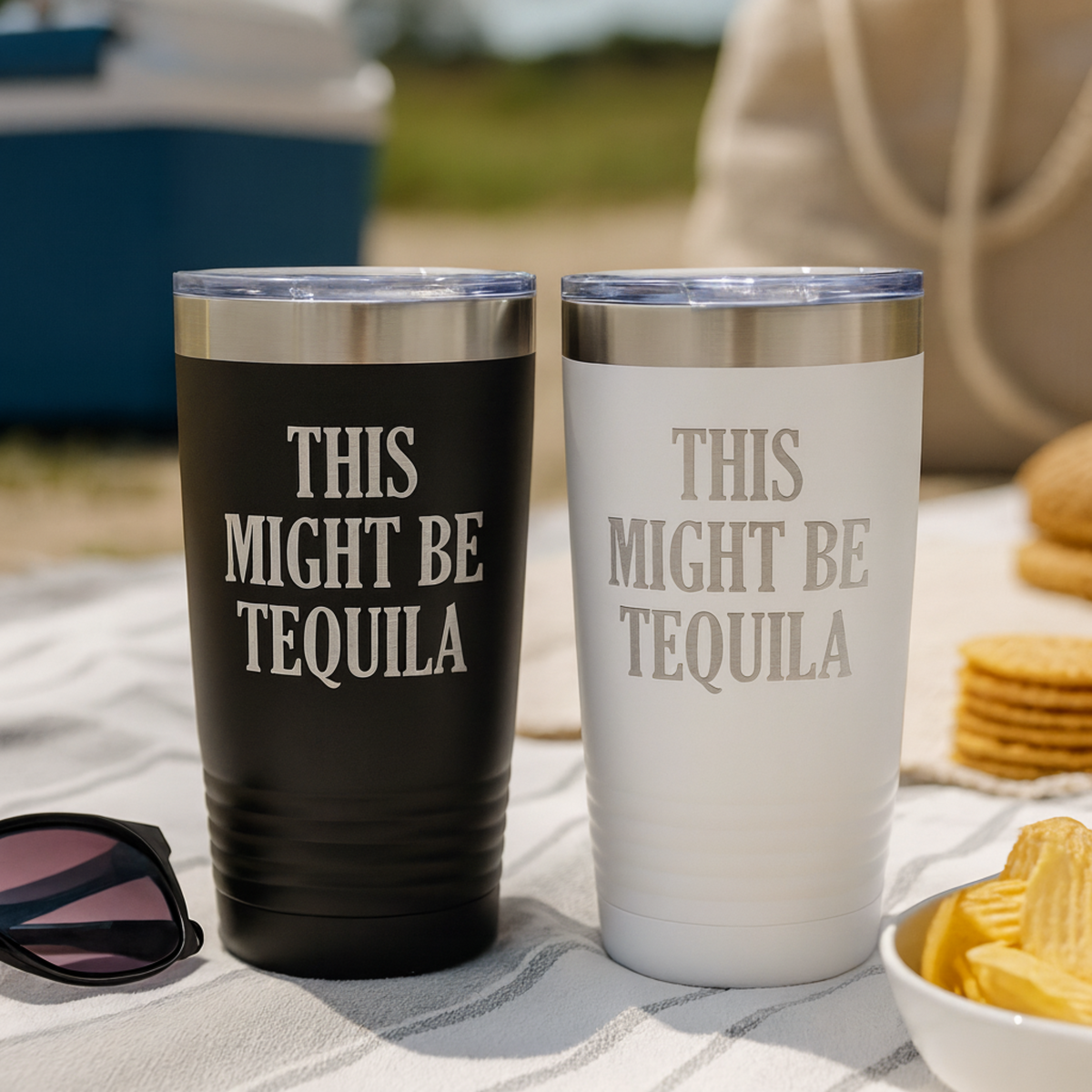 Vacuum Insulated Tumbler - Stainless Steel Travel Drink Mug With Laser Engraved Design by Joyful Moose