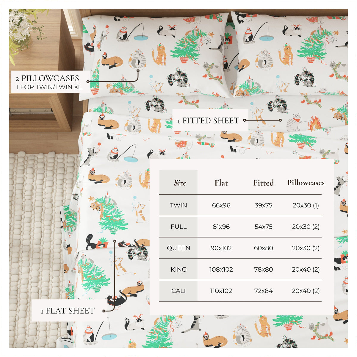 Turkish Cotton Christmas Flannel Sheet Set - Whittaker Collection by Great Bay Home