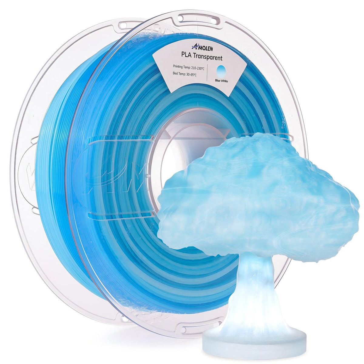 PLA Crystal-Transparent 1.75mm, 1KG/2.2LBPLATorqelo.com