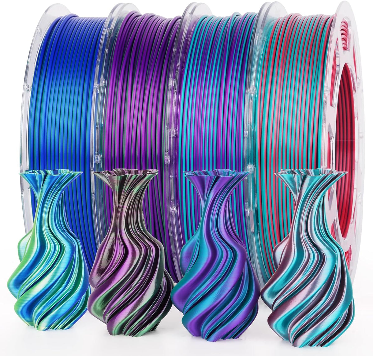 PLA Silk Dual Color Variety Pack (4x200g) - 1.75MMPLATorqelo.com