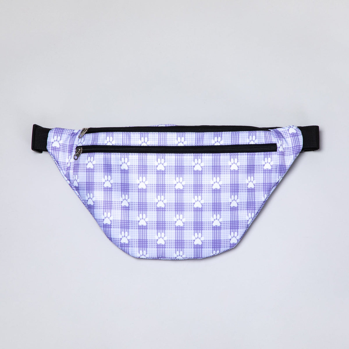 Plaid Paw Print Large Fanny Pack with 3 Zippered PocketsPursesTorqelo.com