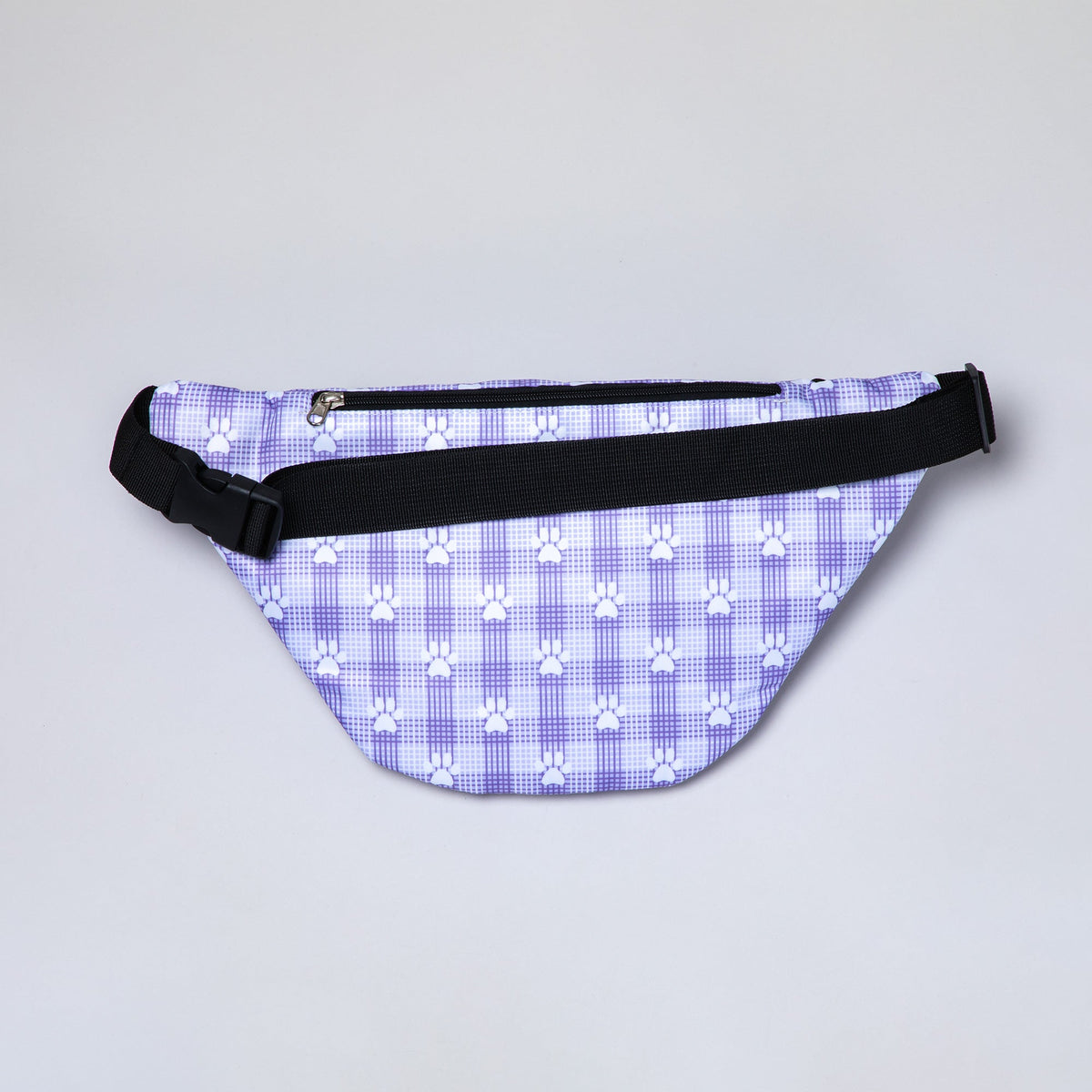Plaid Paw Print Large Fanny Pack with 3 Zippered PocketsPursesTorqelo.com