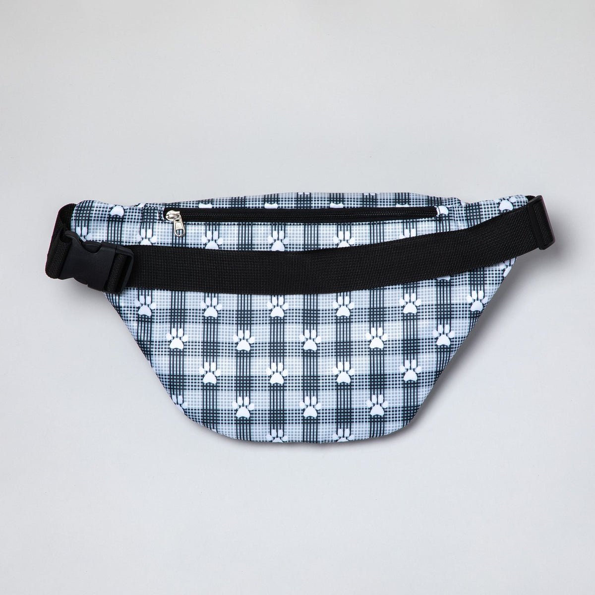 Plaid Paw Print Large Fanny Pack with 3 Zippered PocketsPursesTorqelo.com