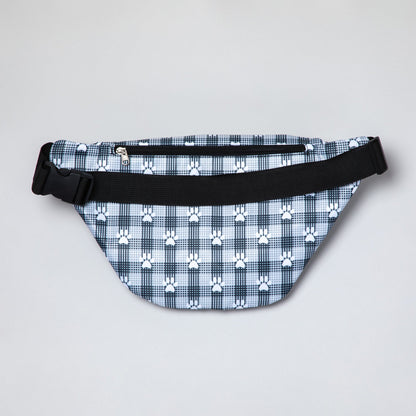 Plaid Paw Print Large Fanny Pack with 3 Zippered PocketsPursesTorqelo.com