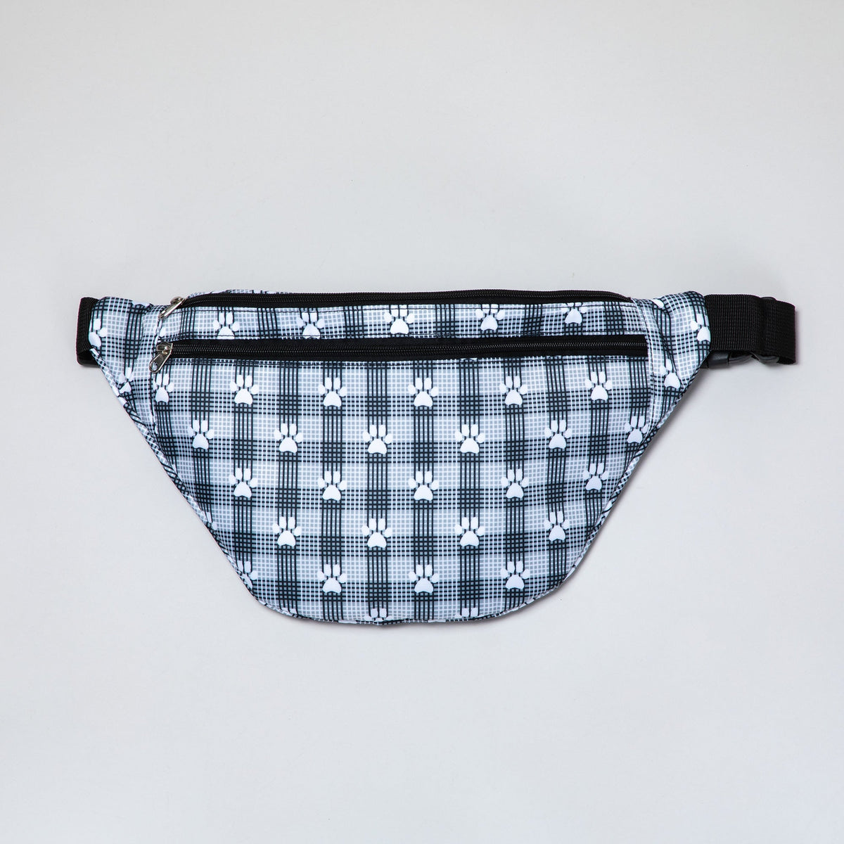 Plaid Paw Print Large Fanny Pack with 3 Zippered PocketsPursesTorqelo.com