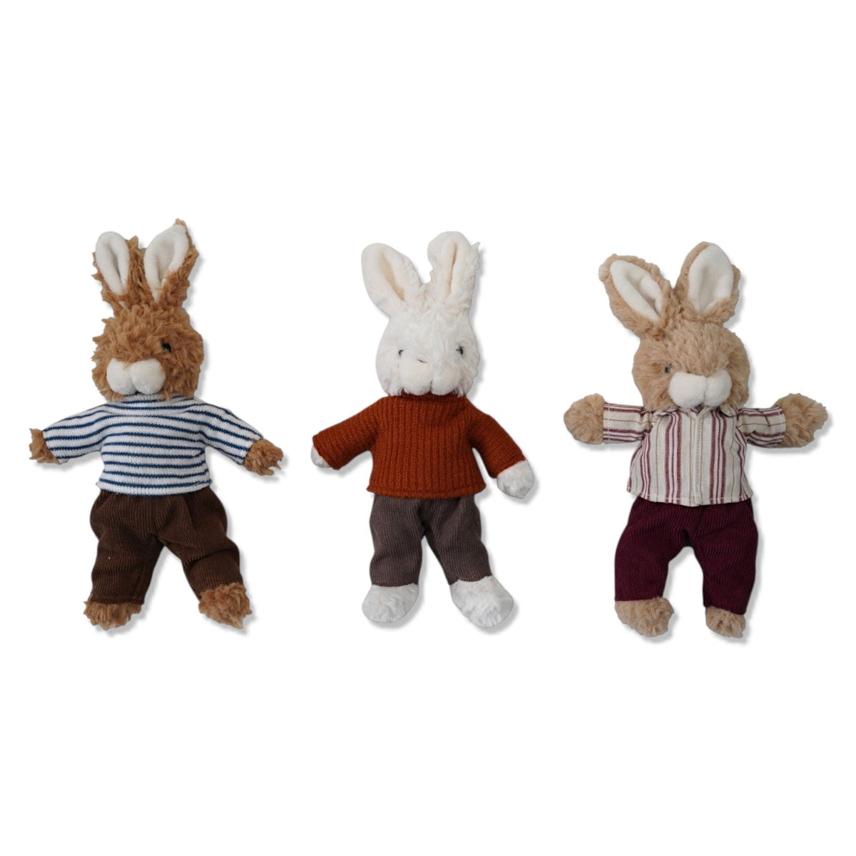 Plush Bunny Toy in Outfit by Rust & Cinder