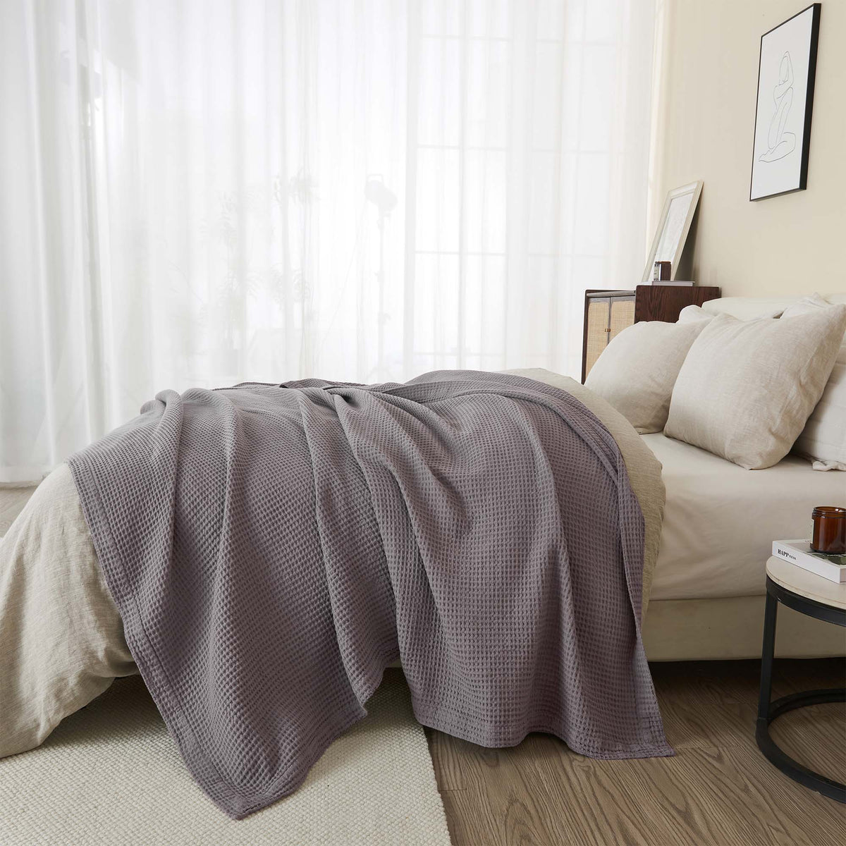 Great Bay Home Mikala cotton waffle weave blanket, view 10